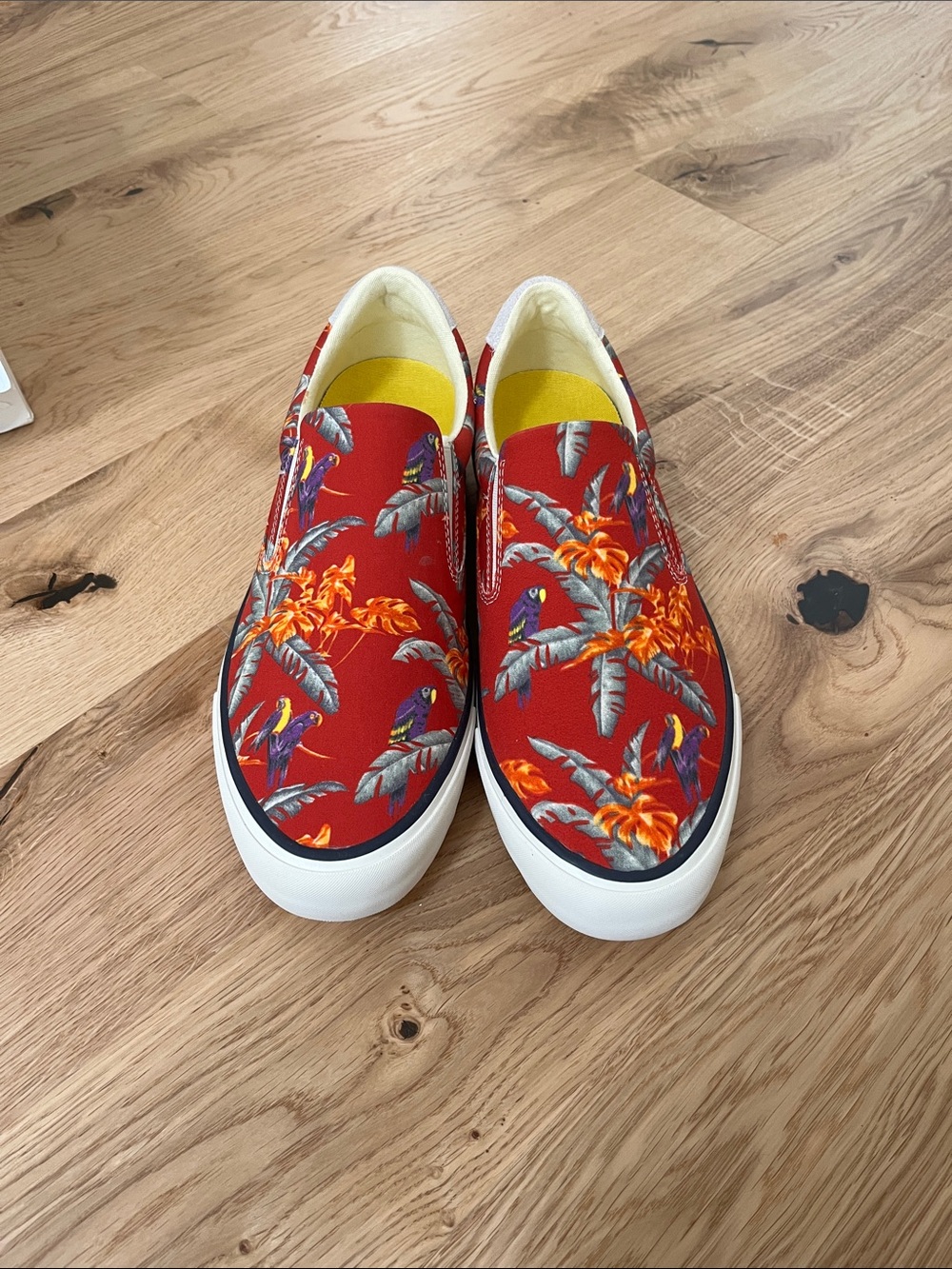 SeaVees Red Tropical Parrot Slip-On Sneakers